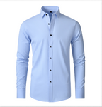 Mens Slim Fit Stretch Shirt with Long Sleeves Wrinkle-Free
