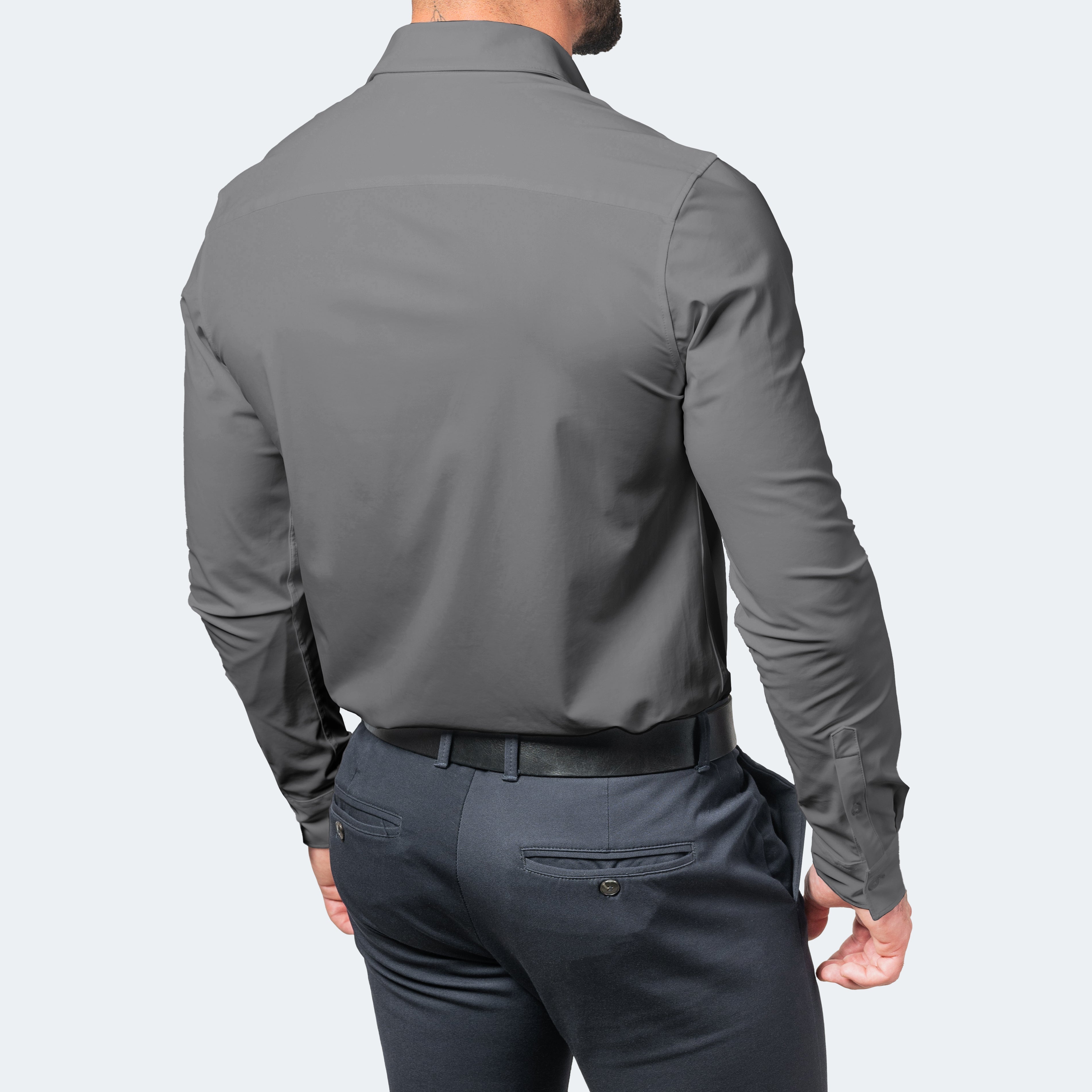 Mens Slim Fit Stretch Shirt with Long Sleeves Wrinkle-Free