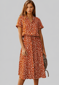 Button Front Spot Print Midi Dress