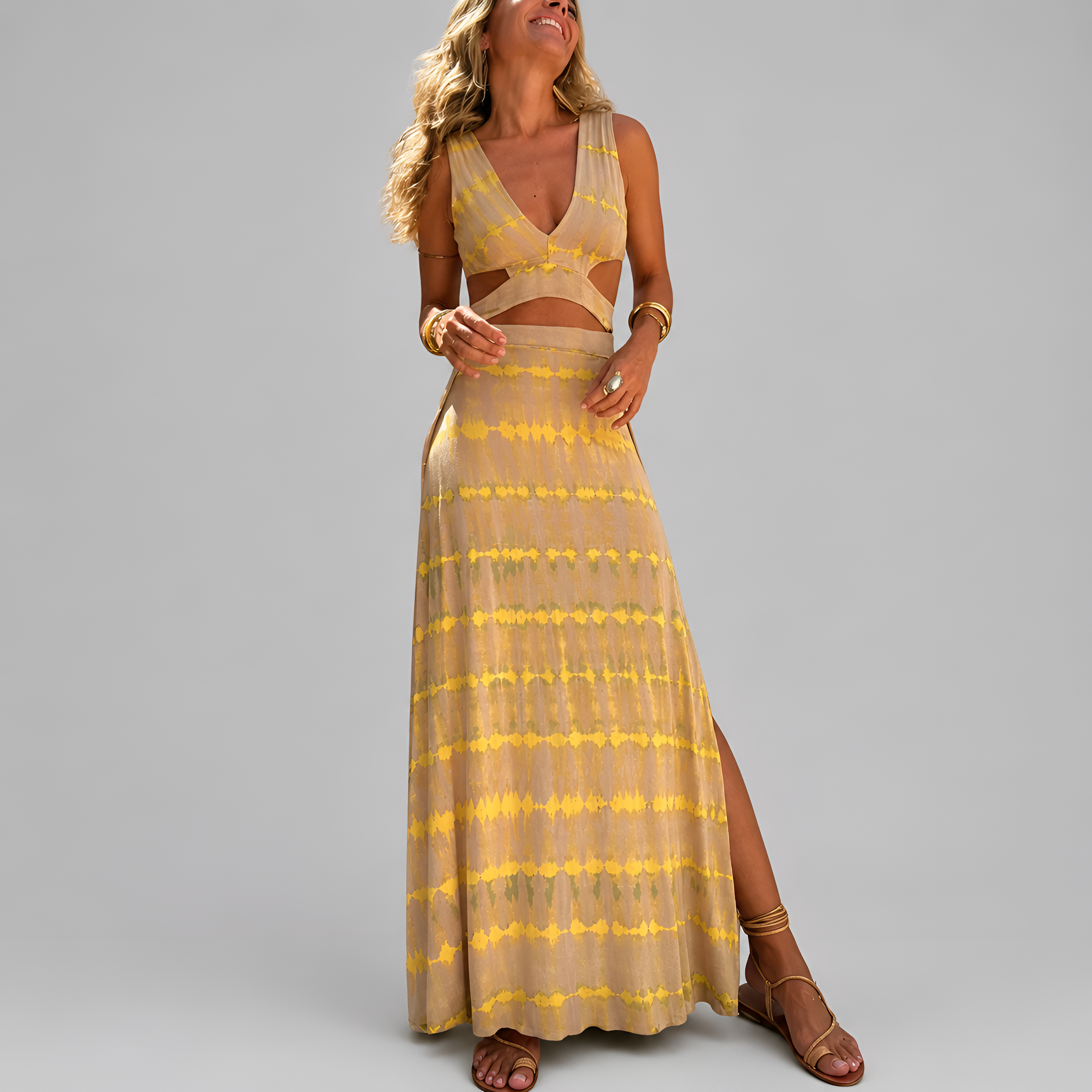Cut-Out Waist Maxi Dress