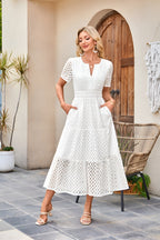 Eyelet Fitted Waist Maxi Dress