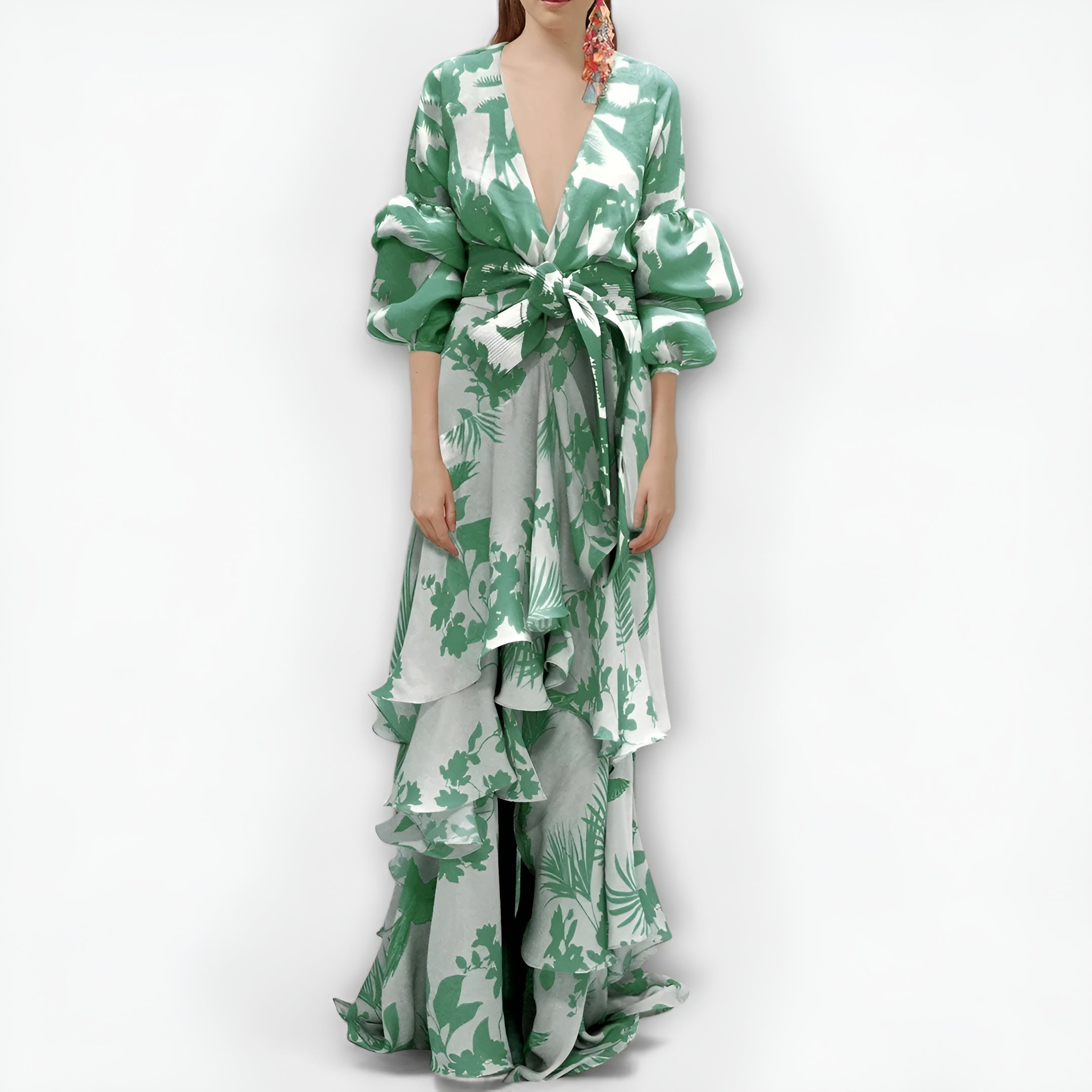 Floral Puff Sleeve Maxi Dress