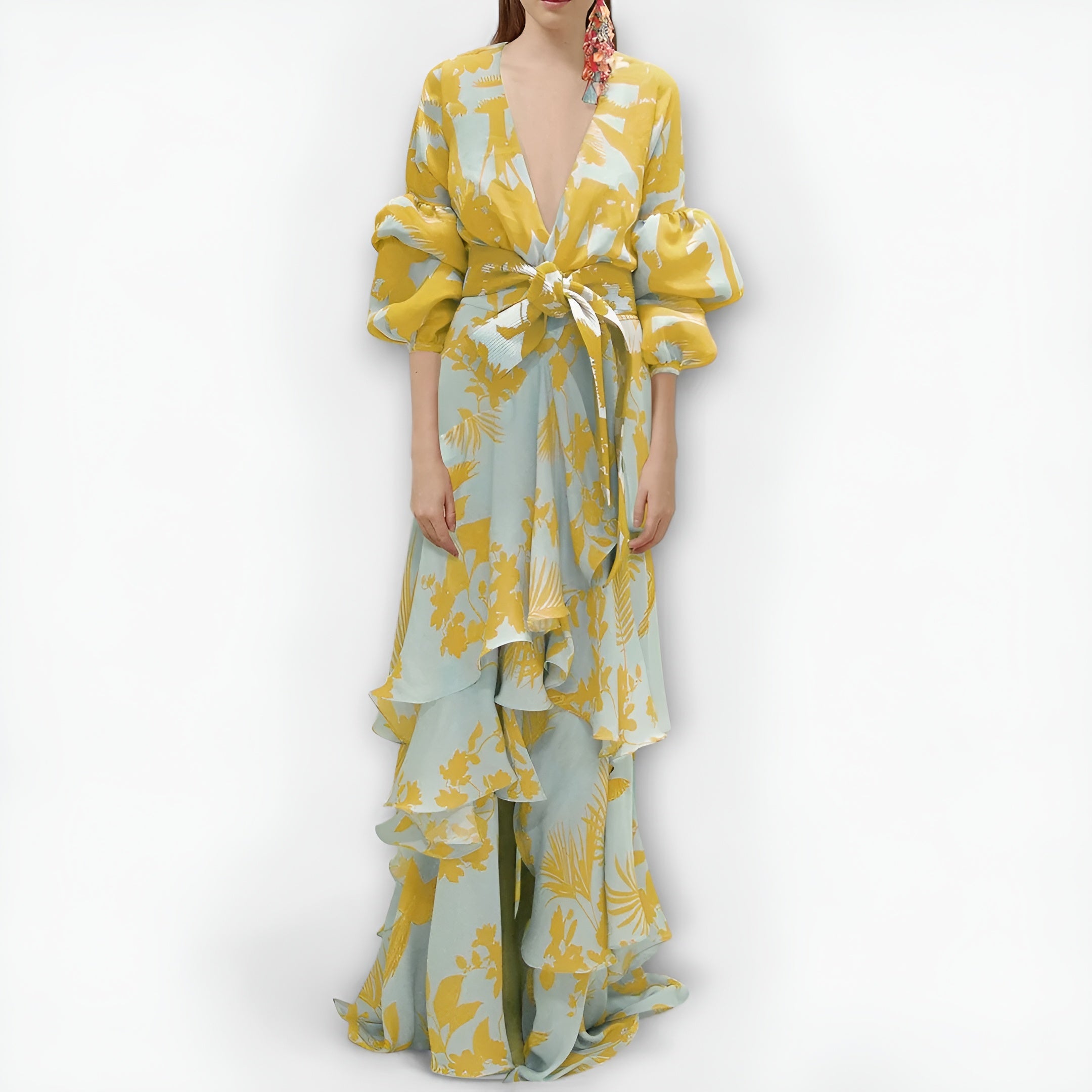 Floral Puff Sleeve Maxi Dress