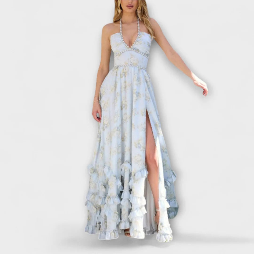 Floral Ruffle Hem Maxi Dress