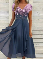Womens Two-Tone Fitted Evening Dress with Stretch