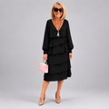 Layered V-Neck Midi Dress
