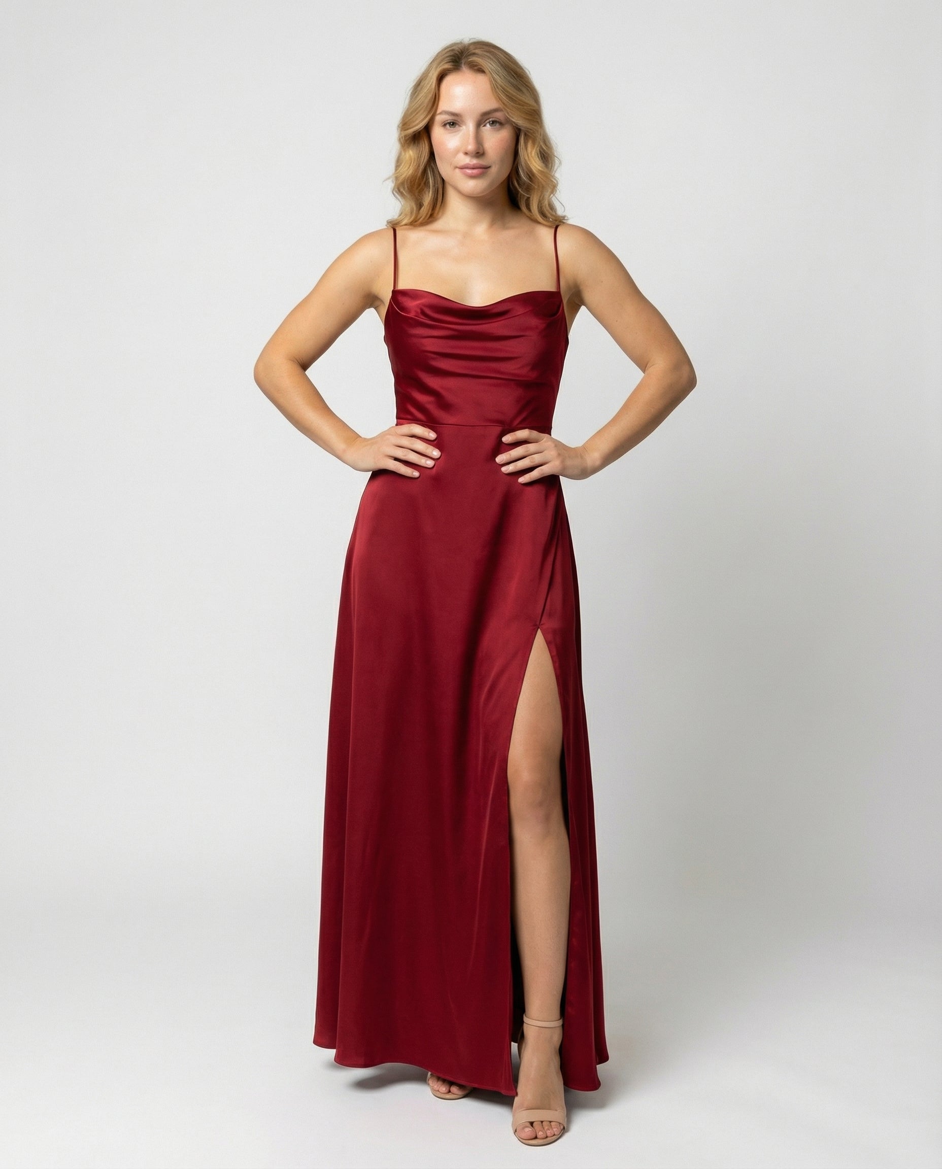 Charlotte | Women’s Sleeveless Evening Maxi Dress With Draped Neckline
