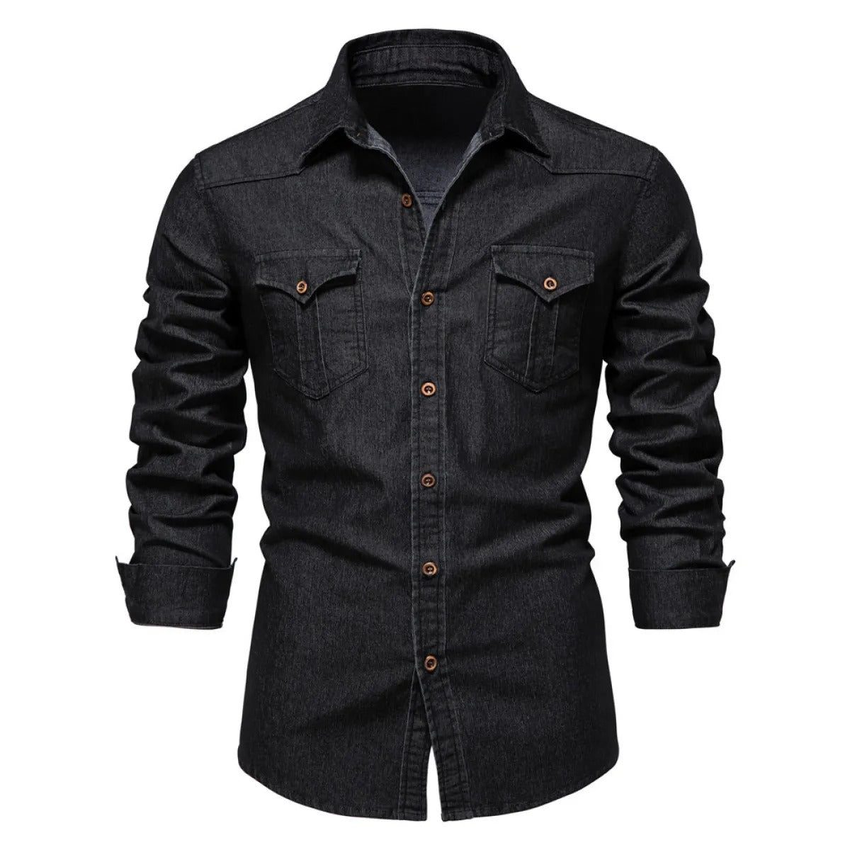 Men's Denim-Style Button-Down Shirt
