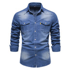 Men's Denim-Style Button-Down Shirt