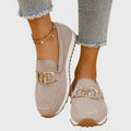 Womens Loafer Sneakers with Cushioned Sole and Knit Upper