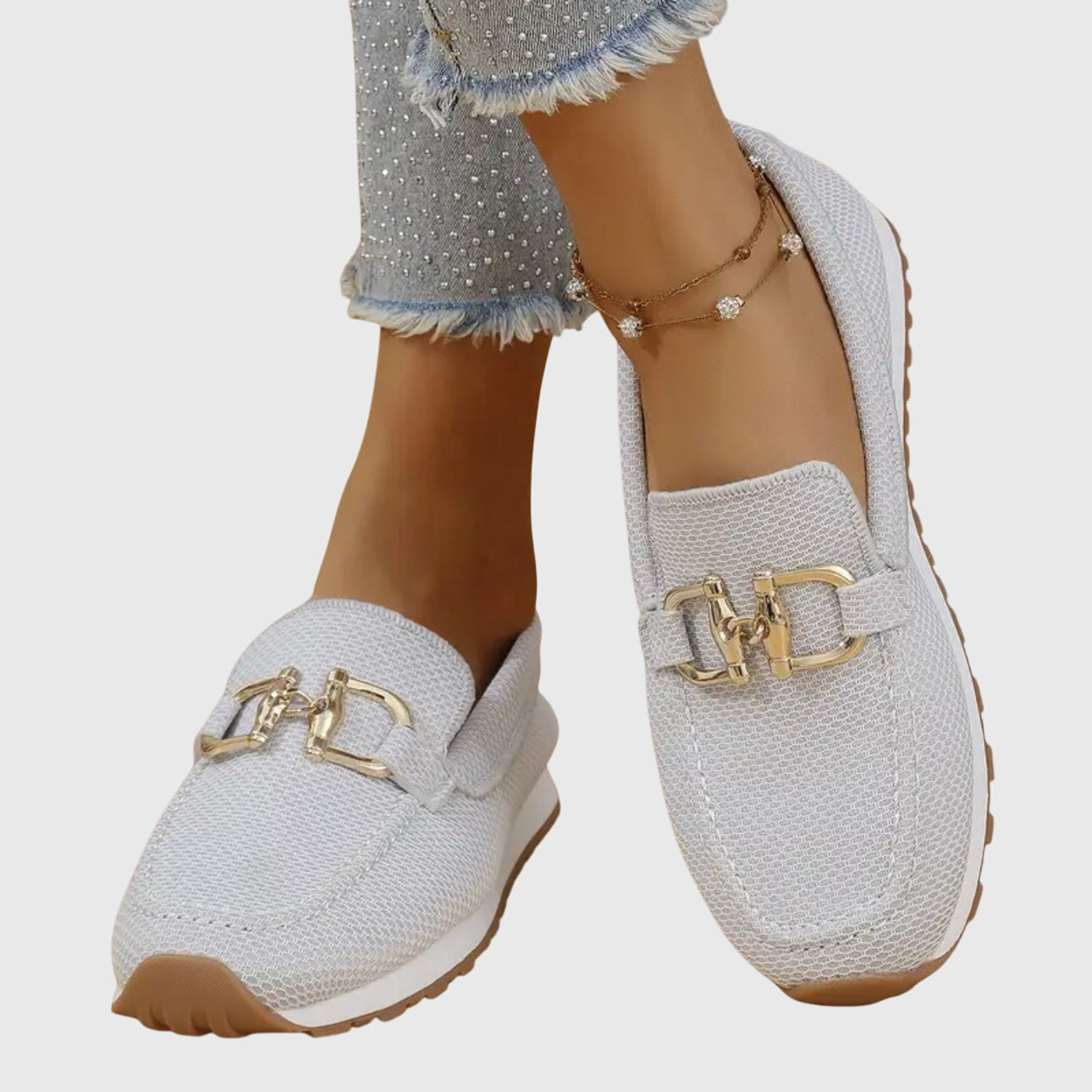 Womens Loafer Sneakers with Cushioned Sole and Knit Upper
