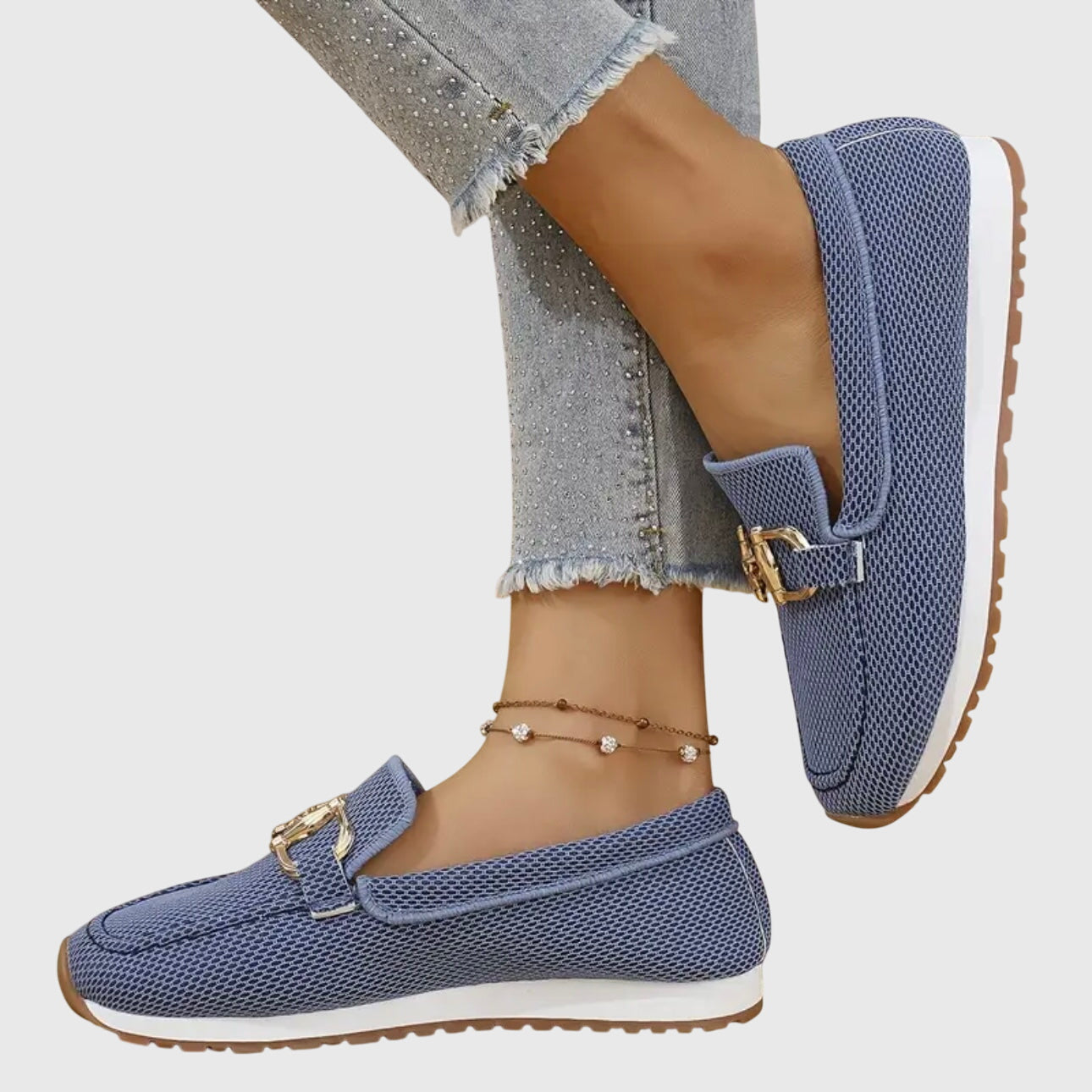 Womens Loafer Sneakers with Cushioned Sole and Knit Upper