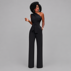 One-Shoulder Wide-Leg Evening Jumpsuit
