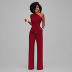 One-Shoulder Wide-Leg Evening Jumpsuit