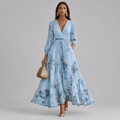 Pleated Floral Print Maxi Dress