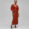Printed Cut-Out Midi Dress