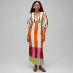 Printed Cut-Out Midi Dress