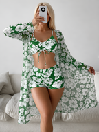 Printed Three-Piece Swimwear Set
