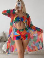 Printed Three-Piece Swimwear Set