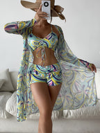 Printed Three-Piece Swimwear Set