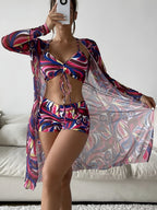 Printed Three-Piece Swimwear Set