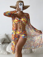 Printed Three-Piece Swimwear Set