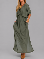 Relaxed Elastic Waist Maxi Dress