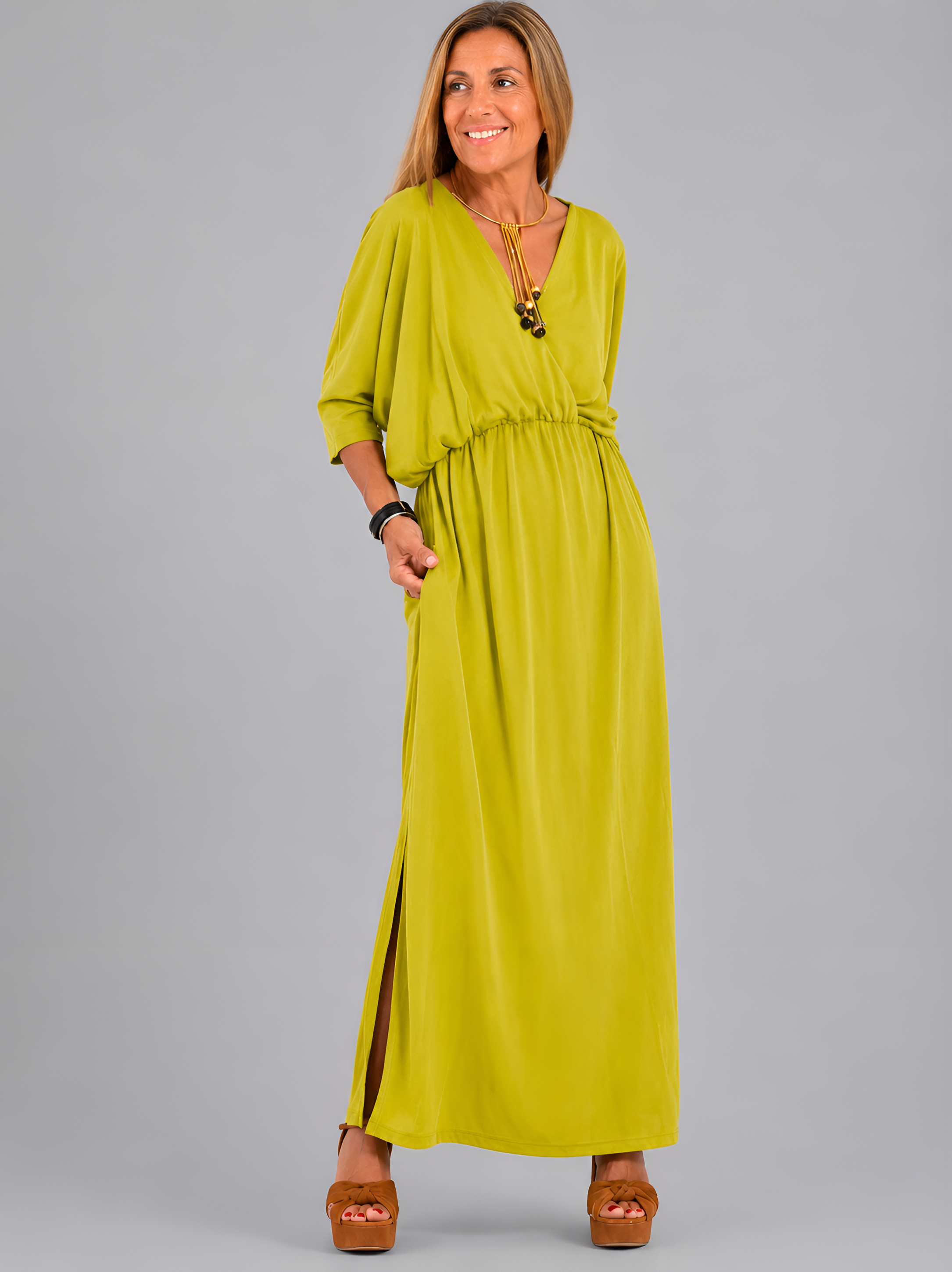 Relaxed Elastic Waist Maxi Dress