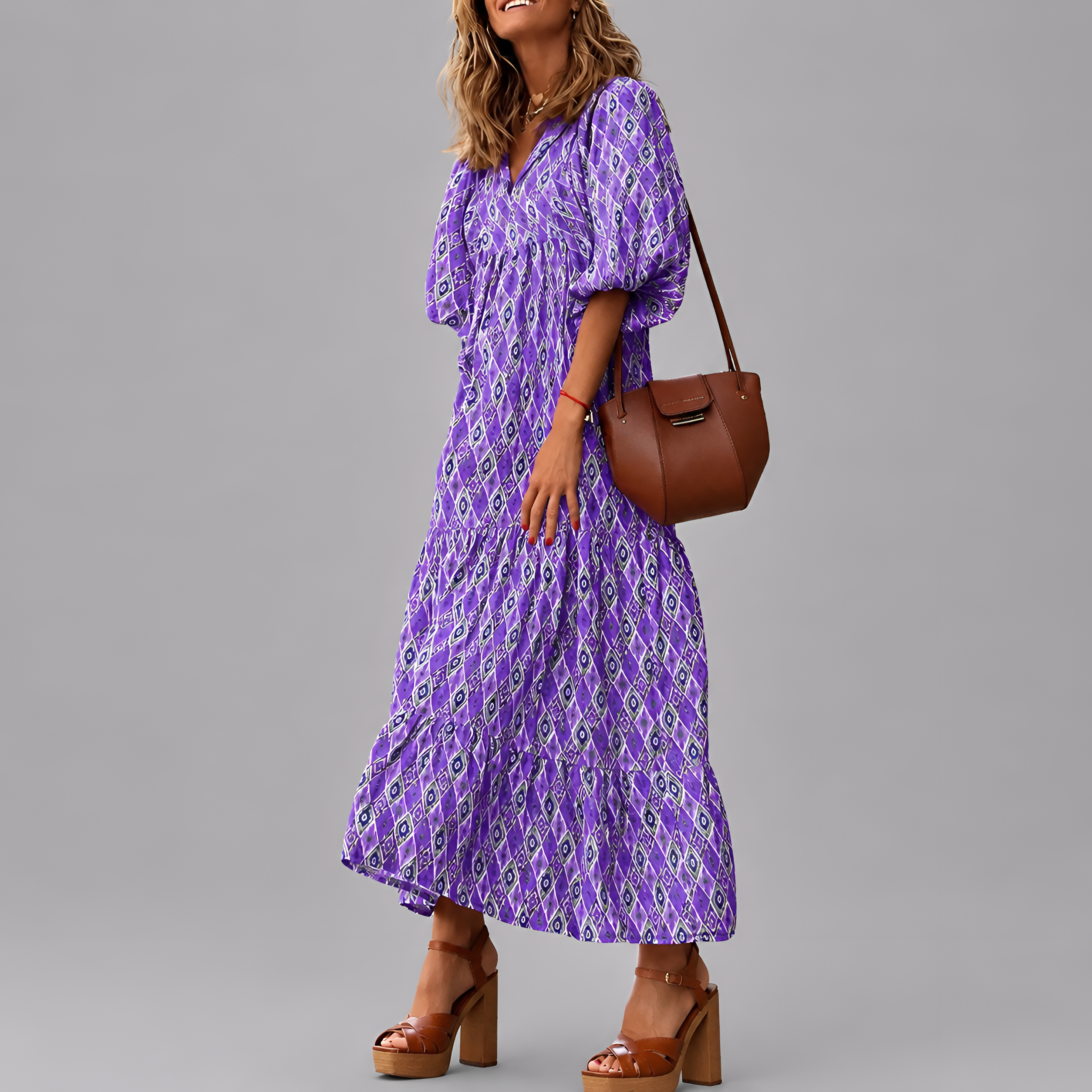 Relaxed Geometric Print Maxi Dress