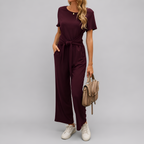 Relaxed Straight-Leg Tie Waist Jumpsuit