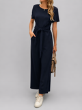 Relaxed Straight-Leg Tie Waist Jumpsuit