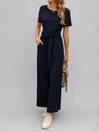 Relaxed Straight-Leg Tie Waist Jumpsuit