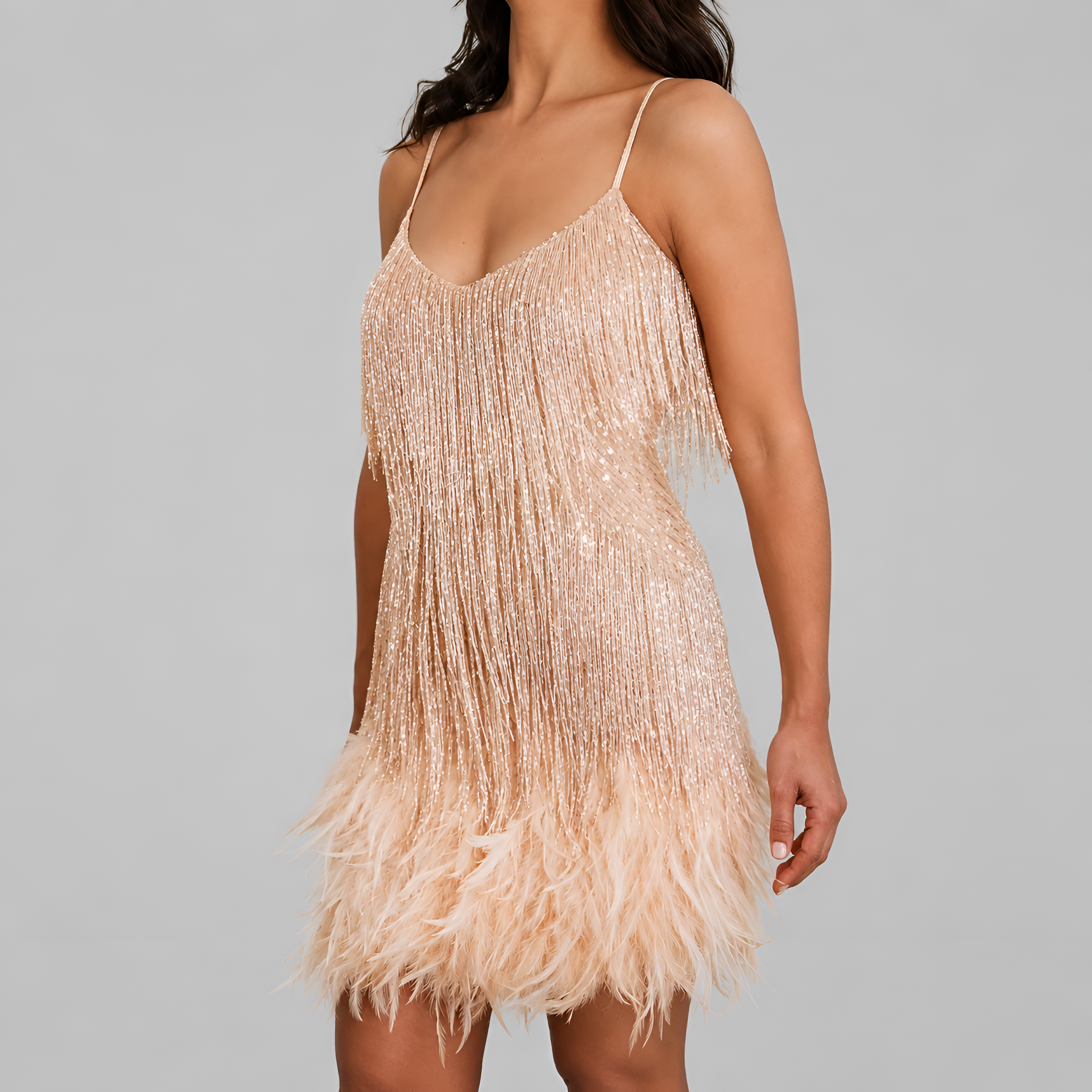 Sequin Fringe Mini Dress