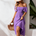 Smocked Off Shoulder Midi Dress