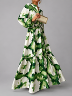 Tiered Abstract Print Maxi Dress