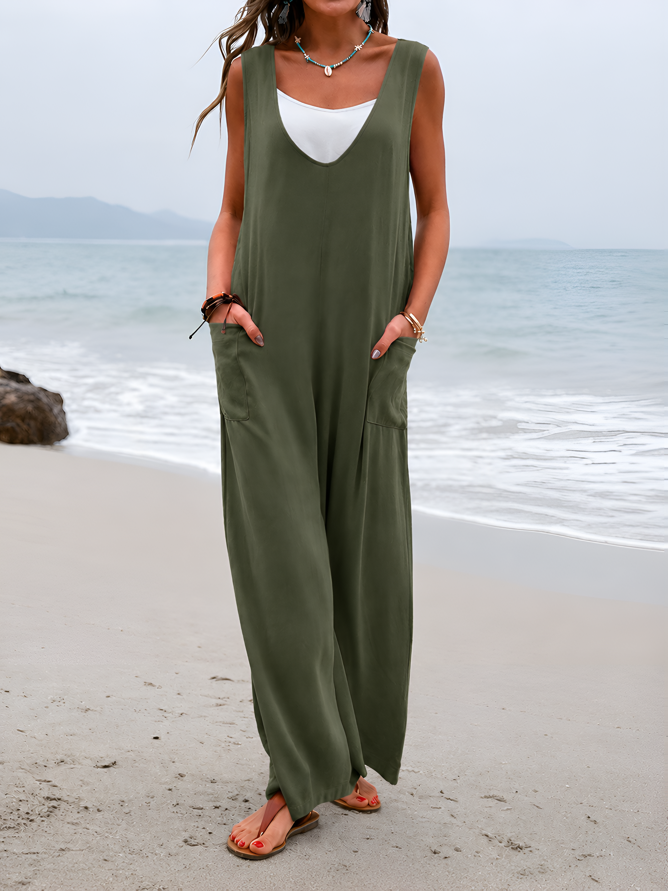 Sleeveless Wide-Leg Relaxed Fit Jumpsuit