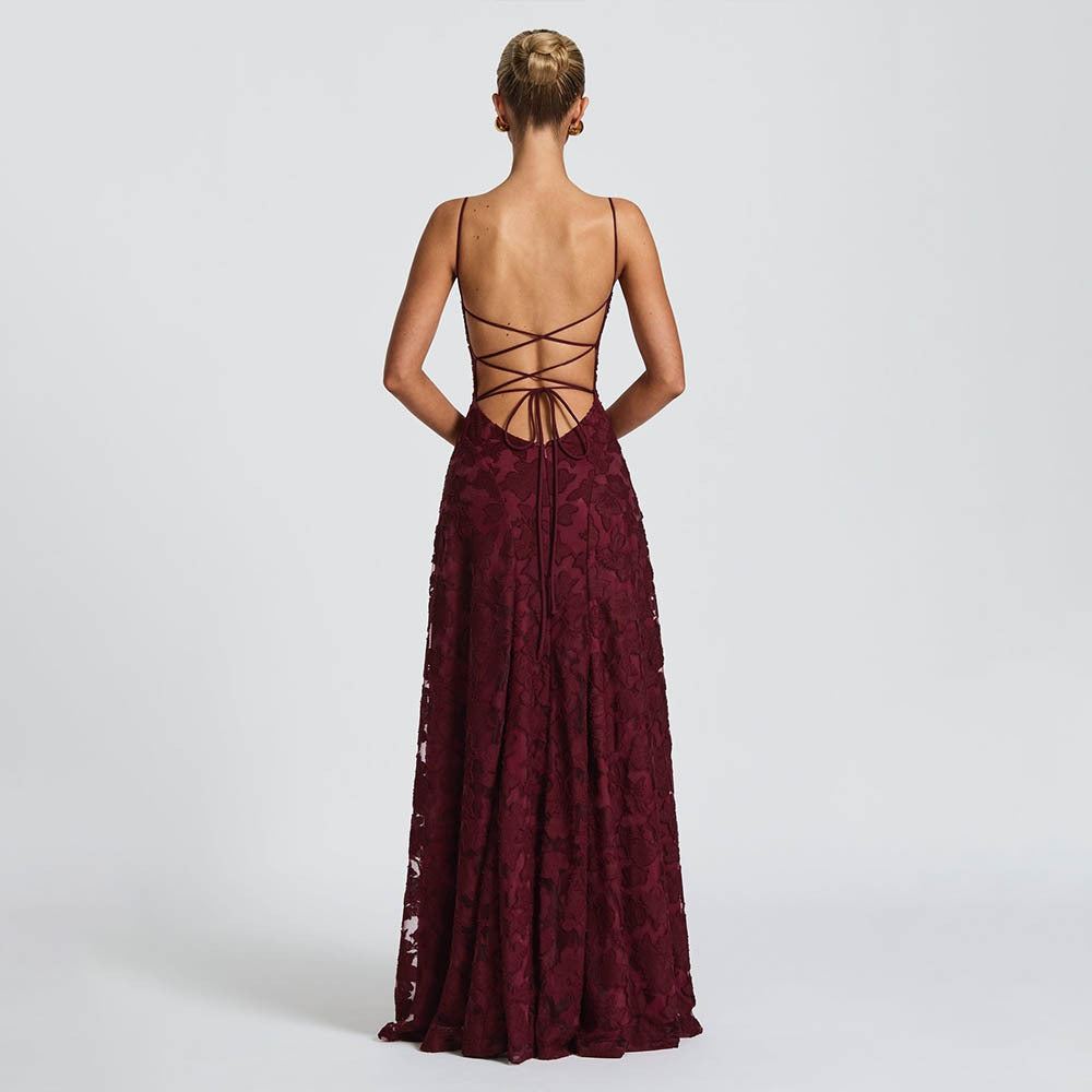 Womens Square Neck Textured Floral A Line Maxi Dress
