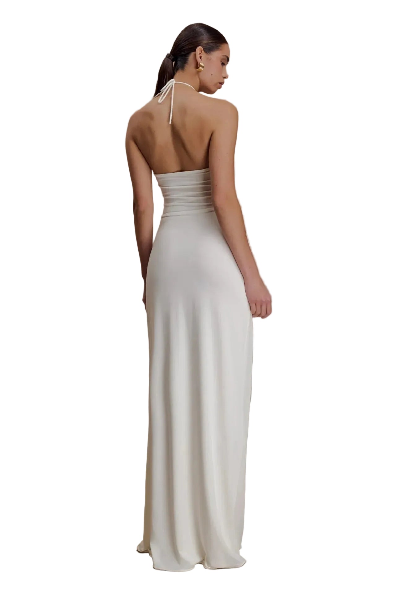 Women's Halter Neck Draped Long Dress