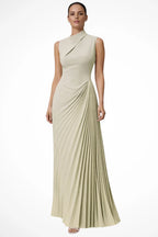 Women's High Neck Sleeveless Pleated Dress