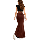 Women's High Waist Ruched Bodycon Mermaid Maxi Skirt
