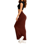 Women's High Waist Ruched Bodycon Mermaid Maxi Skirt