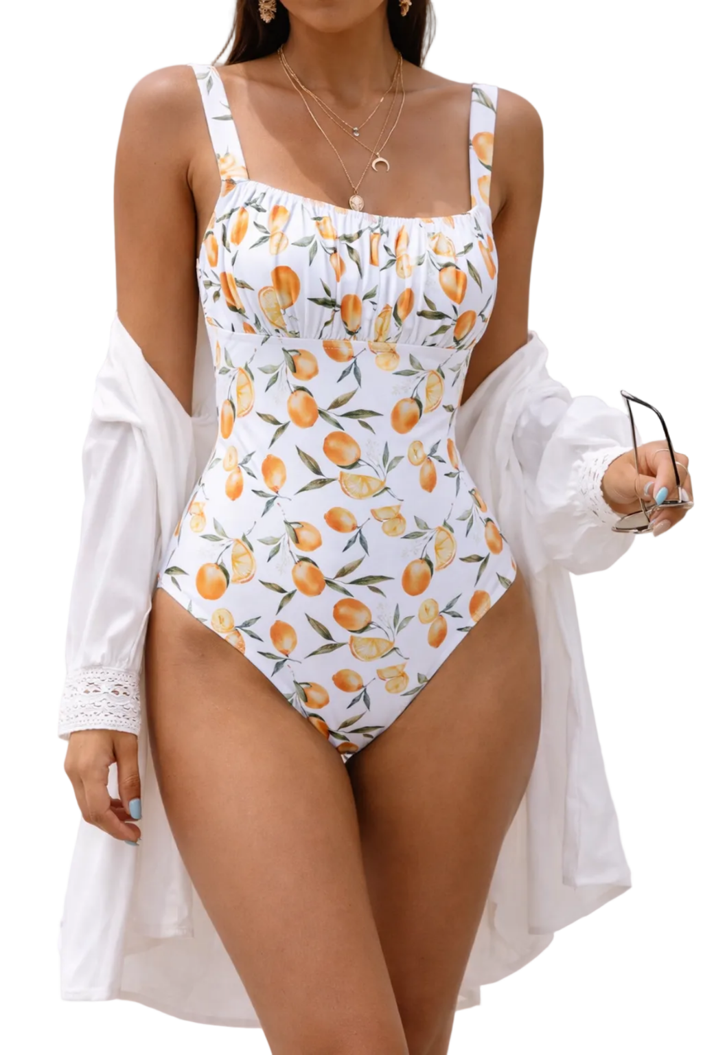 Women's Printed Square Neck One Piece Swimsuit