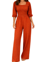 Women's Wide Leg Jumpsuit with Square Neckline