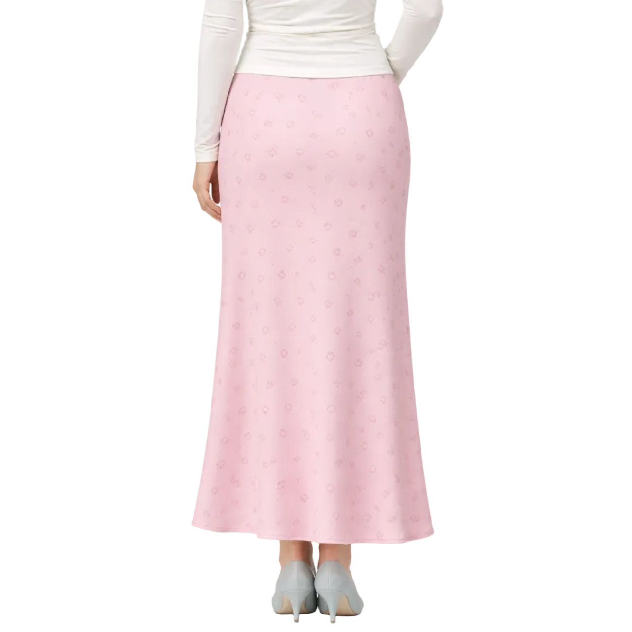 Women's Floral Print Satin Maxi Skirt with Bias Cut