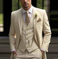 Men's Three-Piece Wedding Suit with Waistcoat and Tailored Fit