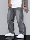 Mens Mid Rise Straight Leg Faded Wash Denim Jeans