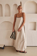 Womens Spaghetti Strap Maxi Dress with Flowing Silhouette