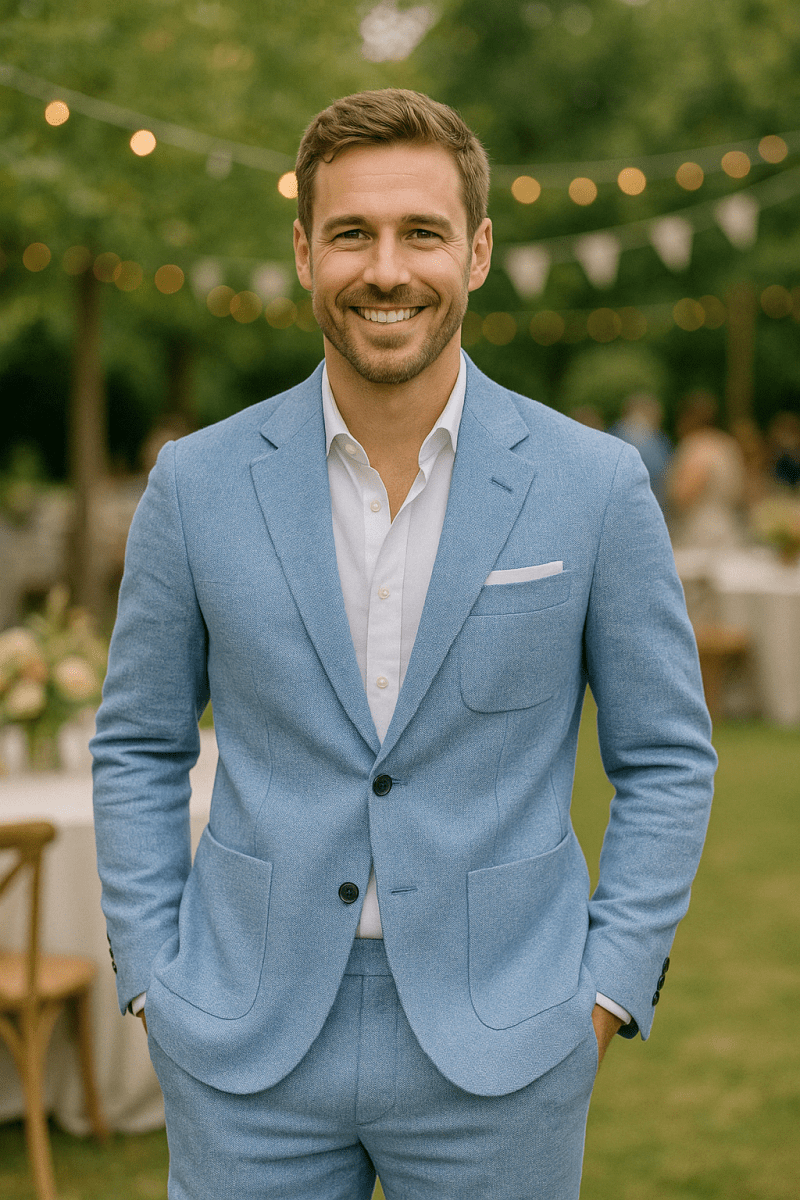 Men's Slim Fit Summer Suit with Tailored Two-Piece Set