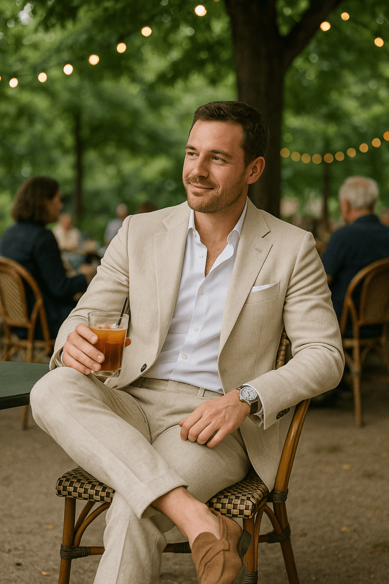 Men's Slim Fit Summer Suit with Tailored Two-Piece Set