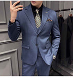 Men's Pinstripe Three Piece Slim Fit Suit